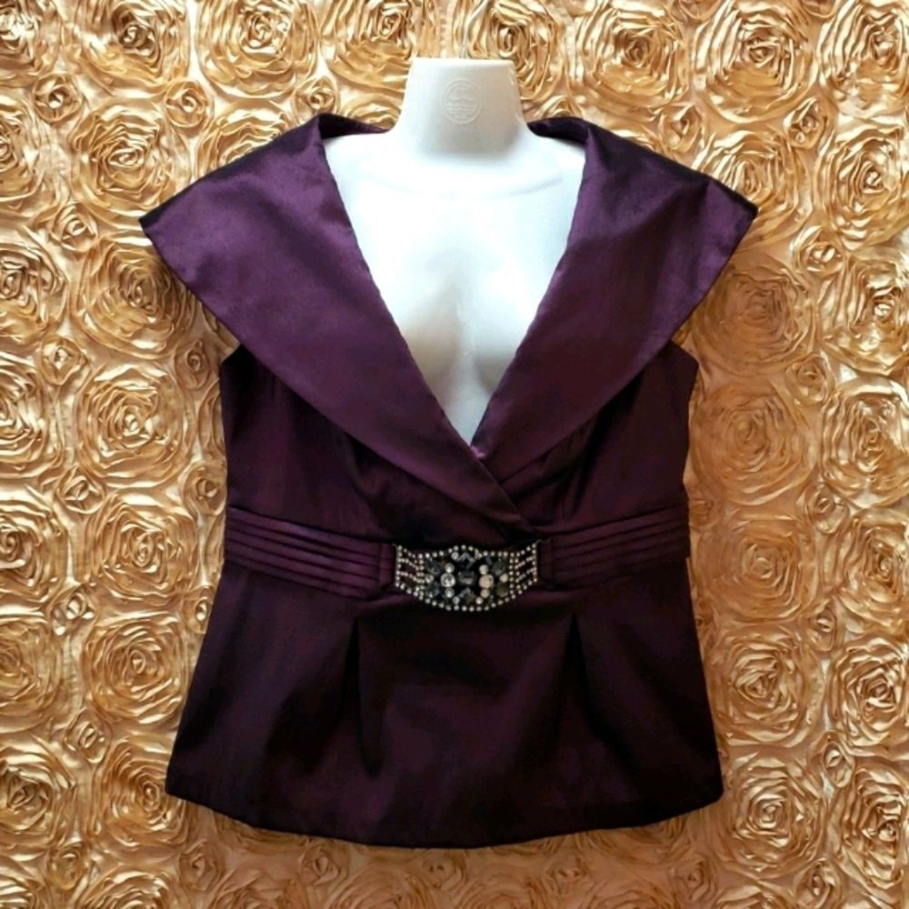 NWOT 💜🖤 R&M Richard's Purple  Evening Top/ Blouse